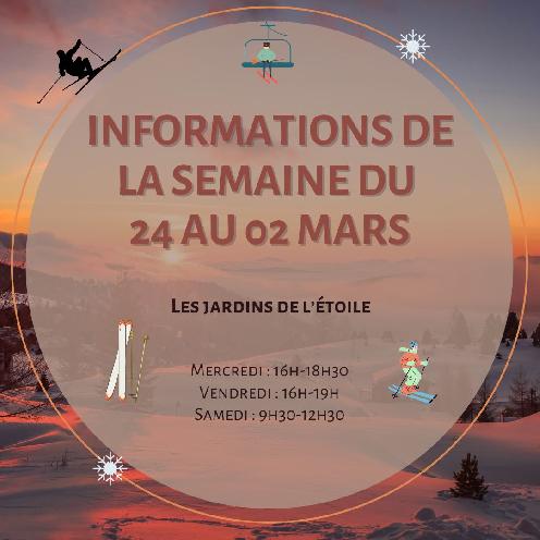 Les infos de la semaine  du 24 février au 2 mars !