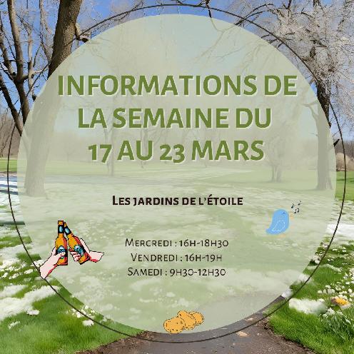 Les infos de la semaine du 17 au 23 mars! 📅🌟