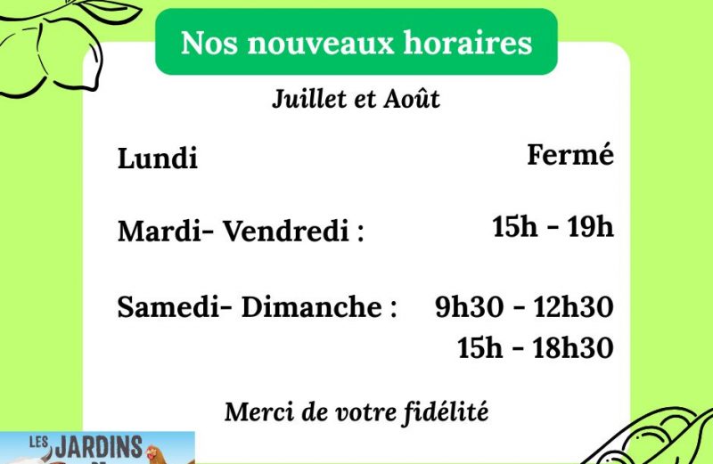 Nouveaux horaires